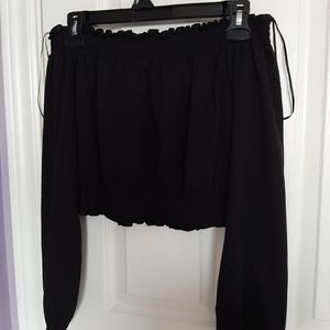 Off the shoulder, long hand crop top